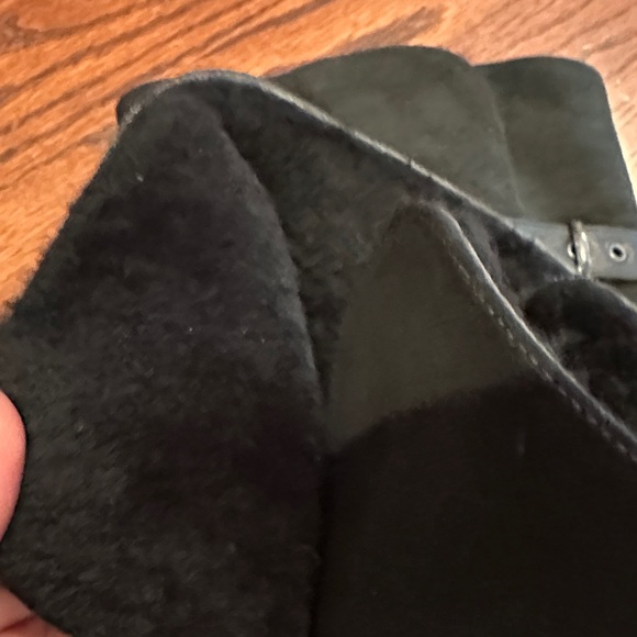 Aquatalia Shearling Black Knee-High Wedge Boots - Picture 5 of 6